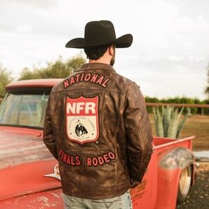 NWT Rodeo Quincy NFR LEATHER JACKET UNISEX SM